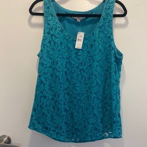 Loft Teal Lace Tank New with Tags.